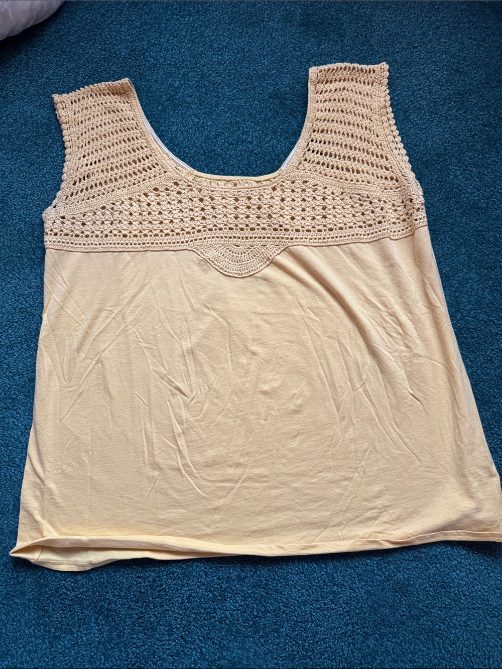 Eddie Bauer Crochet Yoke Tank Top - golden mustard
